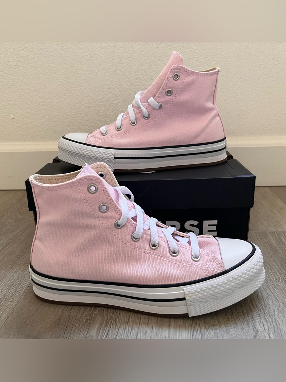 Converse Pink High-Top Canvas Sneakers with White Soles